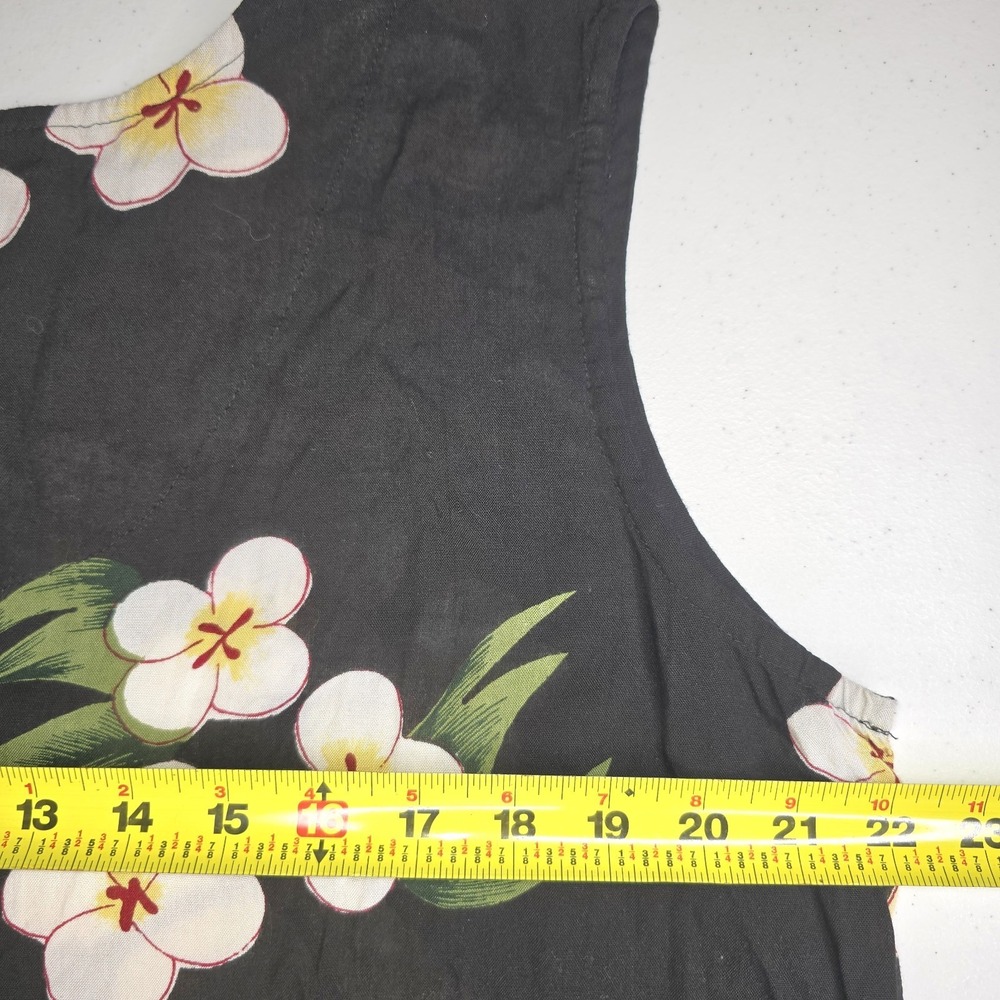 LA CERA Black Floral Rayon Sleeveless Hawaiian Shift Dress XL -3141 - Picture 6 of 7